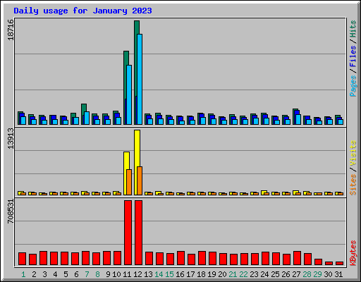 Daily usage for January 2023