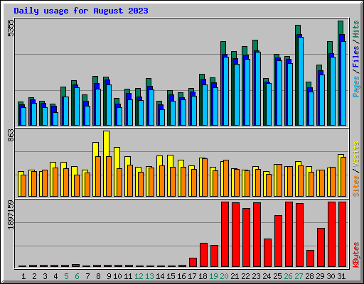 Daily usage for August 2023