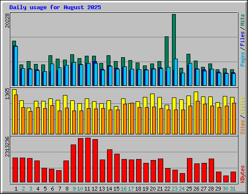 Daily usage for August 2025